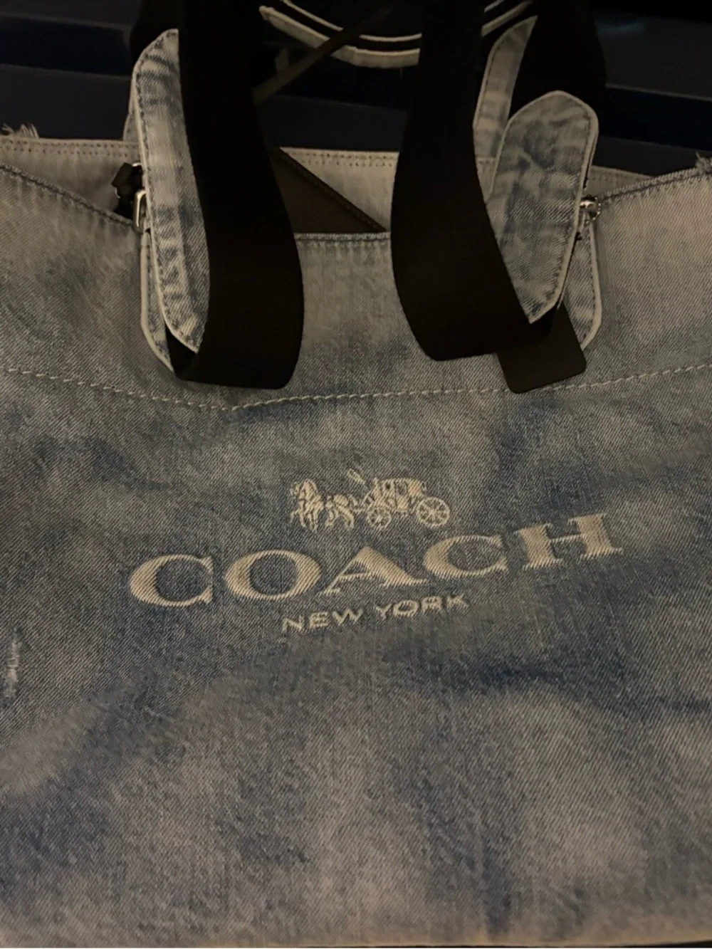 Coach Denim Tote with Black Straps Brand new